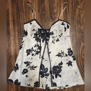 Victoria's Secret Nightie Lace Satin Black and White Floral SZ M